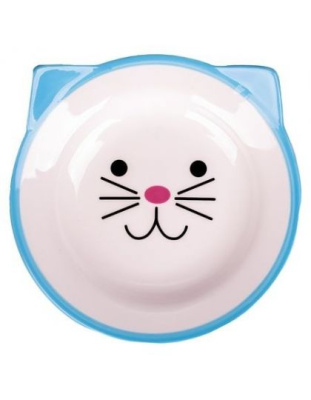 миска керамическая для кошек "mr.kranch" мордочка кошки, 150 мл (голубая)