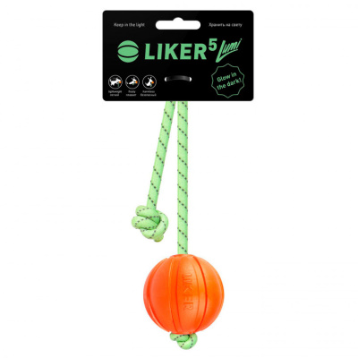 игрушка для собак liker cord "мячик со шнуром" (диаметр 5см)