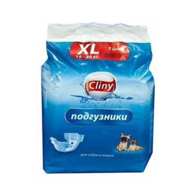 подгузники для собак и кошек "cliny" (клини) размер xl (15-30 кг), 7 шт