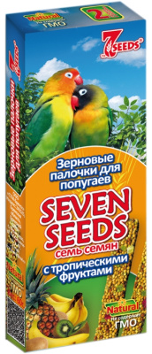 лакомство для попугаев "seven seeds" (7 семян) палочки с тропическими фруктами, 3шт*90г