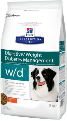 сухой корм hill's prescription diet w/d low fat – diabetes – colitis для взрослых собак, для диабетиков
