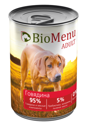 консервы для собак "био меню" с говядиной