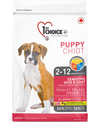 сухой корм 1st choice puppy sensitive skin&coat для щенков всех пород с чувствительной кожей и шерстью