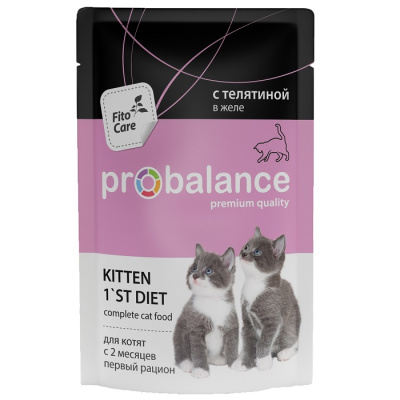 паучи для котят "probalance" (пробаланс) с телятиной в желе