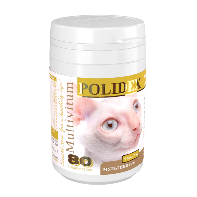 polidex мультивитум для кошек, таблетки № 80, повышение иммунитета