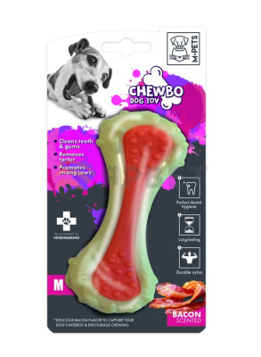 игрушка для собак "mpets" (мпетс) кость, вкус бекона, нейлон, 13 см