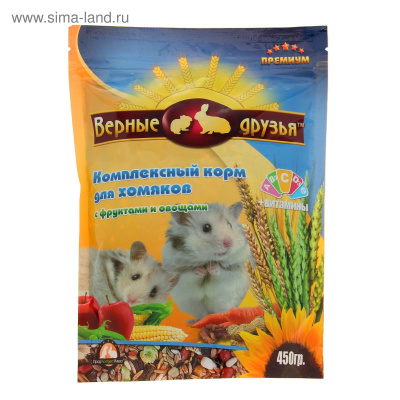корм для хомяков "верные друзья" с фруктами и овощами
