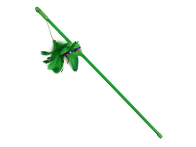 игрушка для кошек "triol" (триол) удочка-дразнилка зеленые перья 48см