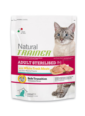 сухой корм для стерилизованных кошек "trainer natural adult sterilised" с белым мясом