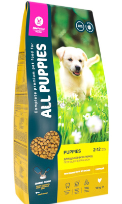 сухой корм aller petfood all puppies для щенков, с курицей