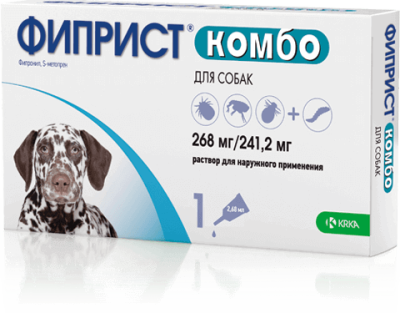 капли для собак 20-40 кг "фиприст комбо" инсектоакарицидные, 1 пипетка по 2,68 мл