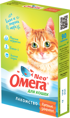 витамины для кошек "омега neo+ крепкое здоровье" с морскими водорослями, таблетки, 90 шт