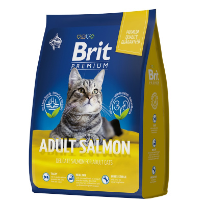 сухой корм для кошек "brit premium cat adult salmon" (брит) с лососем