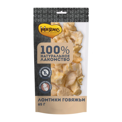 мнямс лакомство для собак ломтики говяжьи 65г