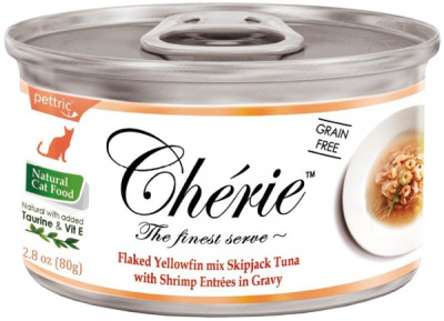 влажный корм для кошек "pettric cherie" (петтрик) тунец с креветкой в подливе, 80 г