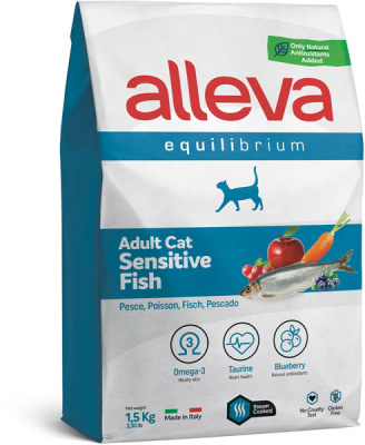 полнорационный сухой корм для взрослых кошек "alleva equilibrium sensitive fish" (аллева эквилибриум сенситив) с рыбой