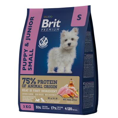 сухой корм для щенков малых пород "brit premium dog puppy and junior small" (брит s) с курицей