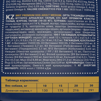 сухой корм для взрослых собак средних пород "brit premium dog adult medium" (брит м) с курицей