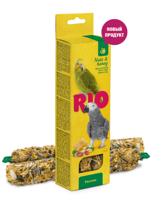 лакомство для попугаев "rio" (рио) палочки с орехами и мёдом, 2х90г