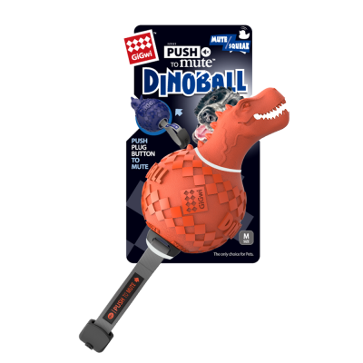 гигви 75428 игрушка д/собак "dinoball" динозавр с ручкой черно-зеленый 8см