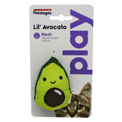 игрушка для кошек "petstages dental авокадо" с кошачьей мятой 15 см