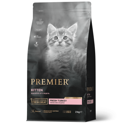 сухой низкозерновой корм для котят с 3-недельного возраста "premier kitten fresh turkey" (премьер) свежее мясо индейки