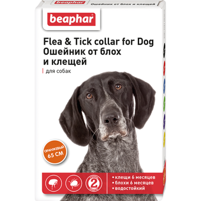ошейник для собак "beaphar flea & tick collar for dog" (беафар) от блох и клещей (оранжевый) 65 см