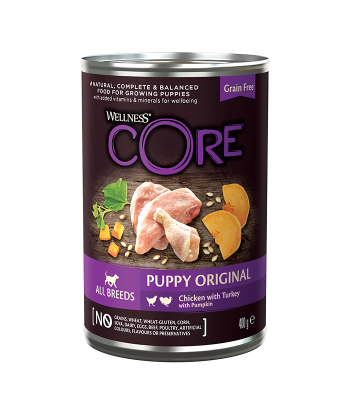 консервы для щенков "wellness core" (веллнесс кор) из курицы с индейкой и тыквой 400 г