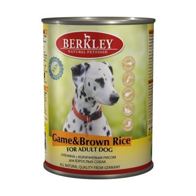 berkley консервы для собак оленина с коричневым рисом 400г