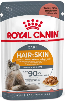 паучи для кошек "royal canin hair&skin care" (роял канин хэйр энд скин кэа) тонкие ломтики в желе