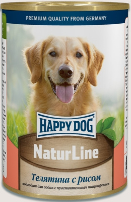 консервы для собак "happy dog" (хэппи дог) с телятиной и рисом