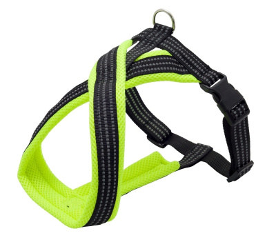 шлейка для собак нейлон х-образная  "каскад" с мягкой подкладкой, 1,5 х 26 х 34-45 см (зеленая)
