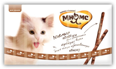 лакомство для кошек "мнямс" палочки с индейкой и ягненком, 13,5 см