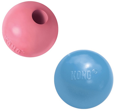 kong puppy игрушка для щенков "мячик" под лакомства 6 см цвета в ассортименте: розовый, голубой